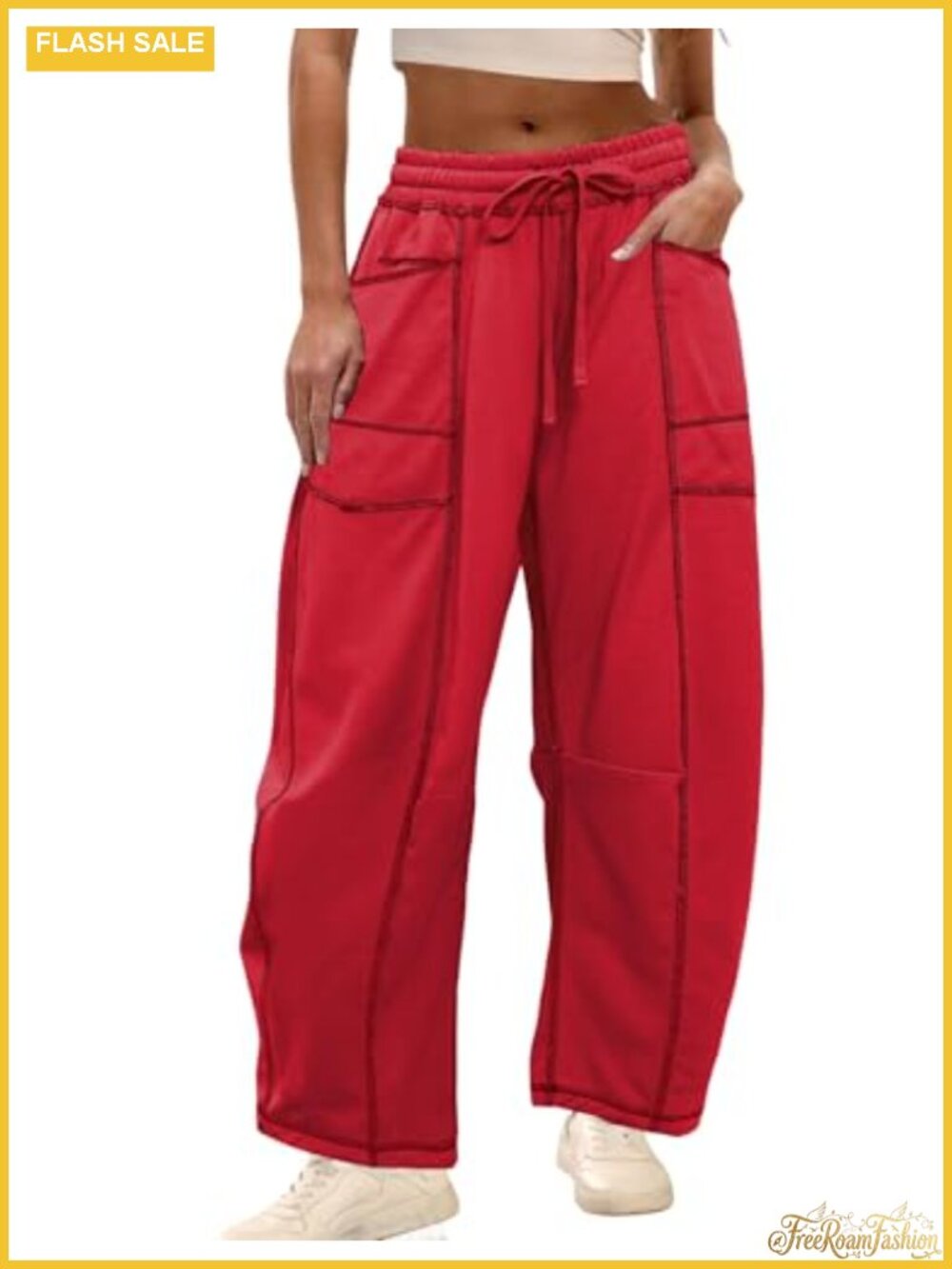 Wide Leg Lounge Sweatpants Cotton Drawstring Pockets